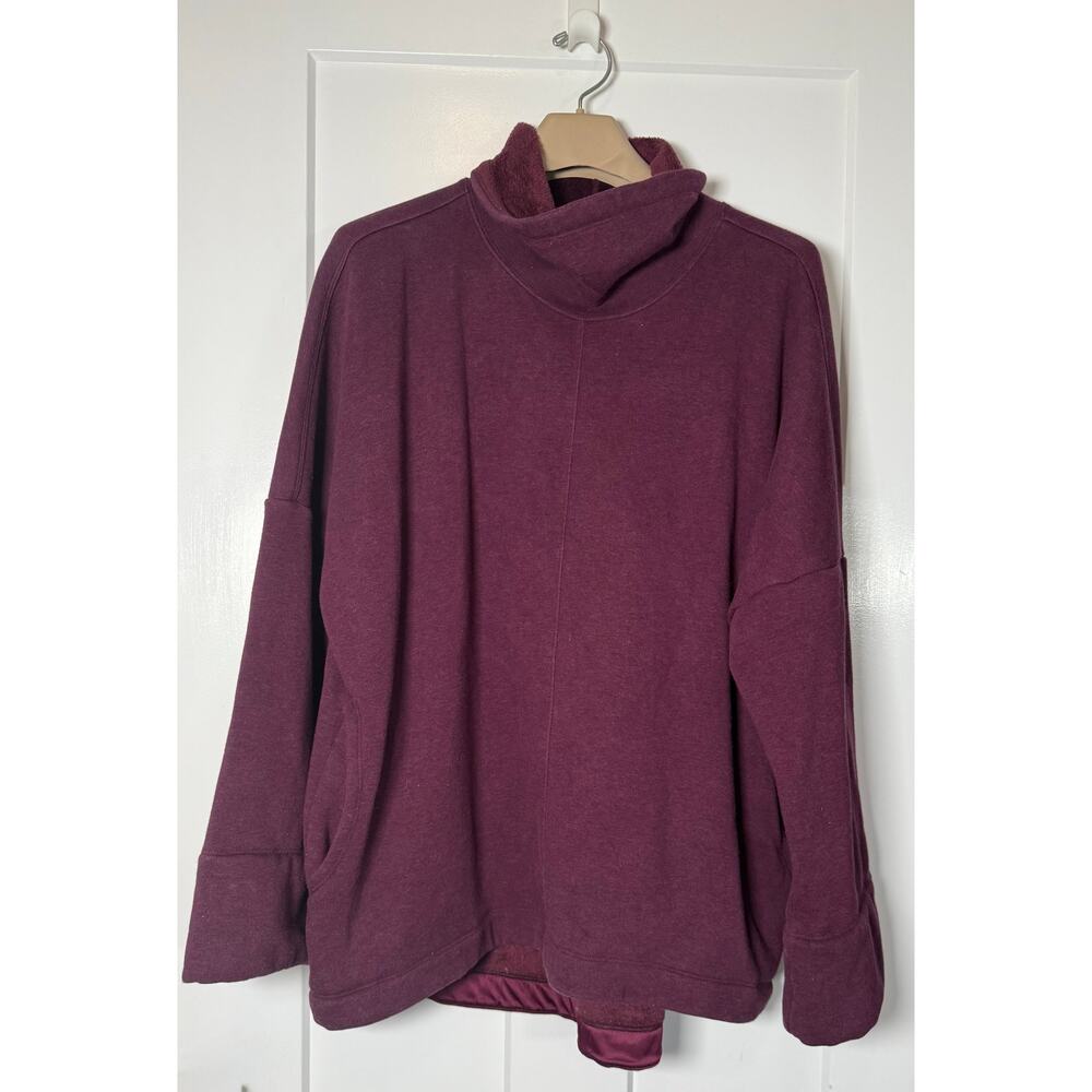 Athleta Burgundy Sweatshirt Cowl Neck Thick Oversized Size XL Womens